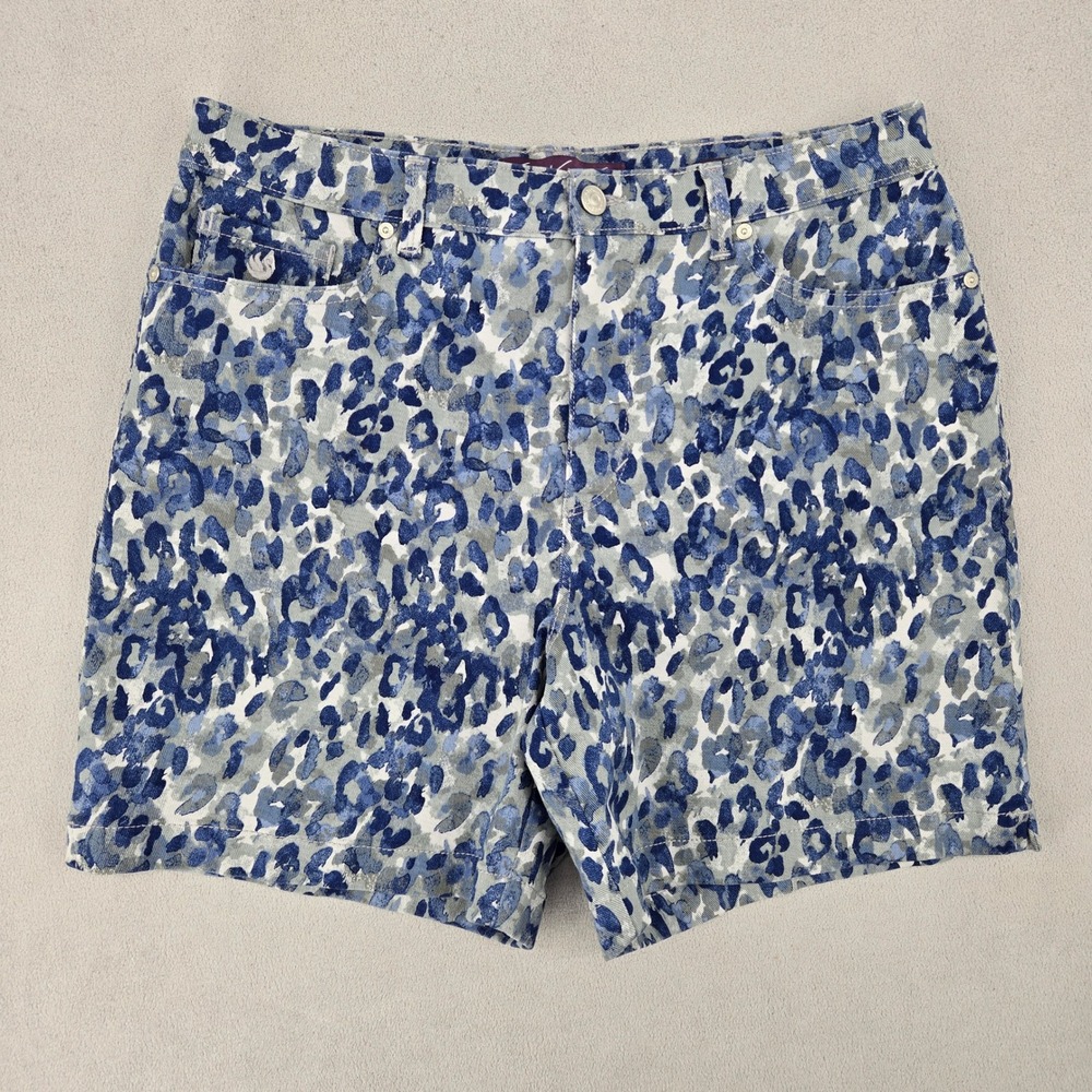 Gloria Vanderbilt Womens Size 12 Amanda Blue Leopard Print Stretch Denim